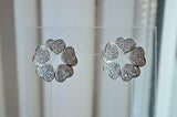 Flower Hearts Stud Earrings 2ct Round Cut VVS1D Diamond 14k White Gold Finish