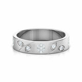 1ct Wedding Ring Band Round Cut Diamond Floral Leaf Design 14k White Gold Finish