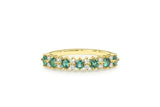 1.3ct Round Cut Green Emerald Half Eternity Wedding Band 14k Yellow Gold Finish