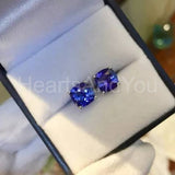 0.7ct Round Simulated Tanzanite Solitaire Stud Earrings 14k White Gold Plated