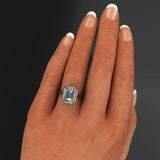 3.5ct Emerald Cut Diamond Engagement Ring 14k Rose Gold Over Bezel Set Solitaire