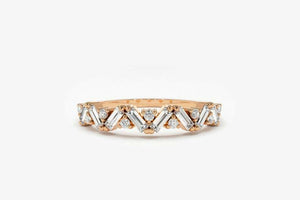 0.45ct Baguette Cut Diamond Half Eternity Stackable Band 14k Rose Gold Finish