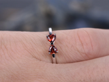 0.5ct Heart Cut Red Garnet Engagement Ring Bow Trendy Design 14k White Gold Over