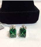 2.2ct Green Emerald Diamond Elegant Women Drop Earrings 14k White Gold Finish