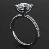 2ct Cushion Diamond Engagement Ring 14k White Gold Finish Solitaire with Accents