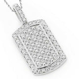 4Ct Round Cut Diamond Iced Dog Tag Shape Pendant 14K White Gold Finish NO CHAIN