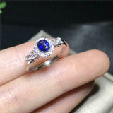 1.5ct Oval Cut Sapphire Engagement Ring Diamond Halo Milgrain 14k WhiteGold Over