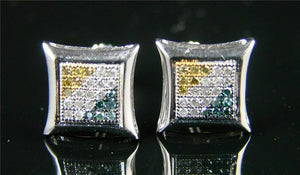 0.35ct Round Cut Diamond Kite Square Cluster Stud Earrings 18k White Gold Finish