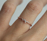 0.9ct Round Cut Diamond Engagement Ring 14k Rose Gold Finish Cluster Minimalist