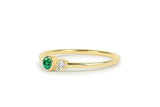 0.44ct Round Cut Green Emerald Two Stone Minimalist Ring 14k Yellow Gold Finish