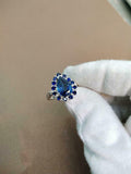 2.3ct Engagement Ring Pear Cut Blue Sapphire Solitaire Halo 14k WhiteGold Finish