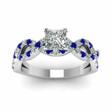 1.4ct Princess Cut Diamond Sapphire Infinity Engagement Ring 14k White Gold Over