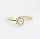 1.6ct Round Cut Diamond Engagement Ring 14k Yellow Gold Finish Floral Solitaire