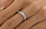 1Ct Round Cut Diamond Half Studded Plain Wedding Band 14K White Gold Finish