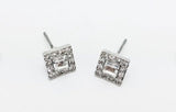 1ct Princess Simulated Diamond Square Halo Stud Earrings 14k White Gold Plated