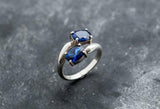 1.7ct Engagement Ring Oval Cut Sapphire Two Stone Bypass 14k White Gold Finish