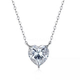 1ct Heart Cut Simulated Diamond Solitaire Pendant Chain 14k White Gold Plated