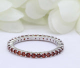 2ct Round Cut Red Garnet Wedding Band Full Eternity Stackable 14k WhiteGold Over