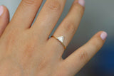 0.2ct Trillion Cut Diamond Engagement Ring 14k Yellow Gold Over Minimalist Crown