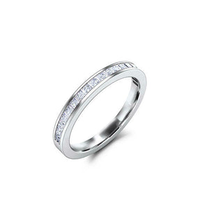 Channel Half Eternity Wedding Band 0.4ct Princess Cut Diamond 14k WhiteGold Over