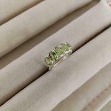 2.6ct Wedding Ring Band Oval Cut Green Peridot Five Stone 14k White Gold Finish