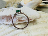 0.9ct Engagement Ring Oval Cut Green Emerald Solitaire Women 14k White Gold Over