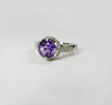 1.4ct Round Cut Purple Amethyst Engagement Ring 14k White Gold Finish Solitaire