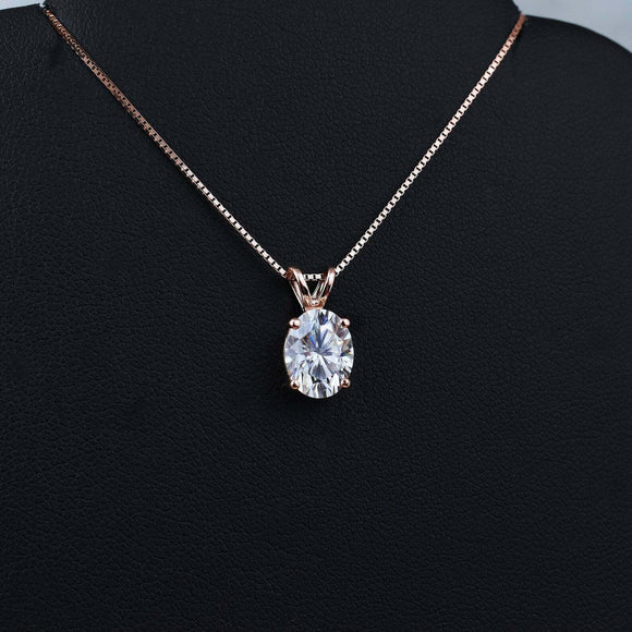 1ct Oval Cut VVS1D Diamond Pendant Solitaire Women 14k Rose Gold Finish NO CHAIN