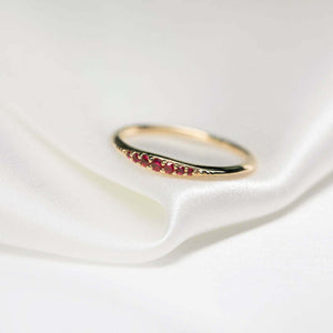 0.35ct Round Cut Pink Ruby Wedding Band Ring Minimalist 14k Yellow Gold Finish