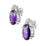 2ct Oval Cut Purple Amethyst Diamond Elegant Stud Earrings 14k White Gold Finish