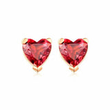 1.2ct Heart Cut Red Garnet Solitaire Stud Earrings Women 14k Yellow Gold Finish