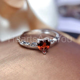 0.6ct Heart Cut Simulated Red Garnet Minimalist Ring 14k White Gold Plated