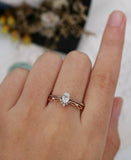 1.6ct Oval Cut Diamond Engagement Ring 14k RoseGold Finish Fancy Unique Trio Set