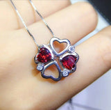 2ct Red Garnet Pendant Heart Cut Valentine Heart 14k White Gold Finish NO CHAIN