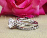 2ct Round Cut Moissanite Full Eternity Stacking Trio Set 14k White Gold Plated