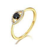 1ct Round Black Diamond Engagement Ring Evil Eye Minimalist 14k Yellow Gold Over