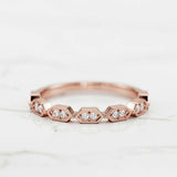 Unique Half Eternity Wedding Band 0.4ct Round Cut Diamond 14k Rose Gold Finish