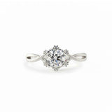 1.2ct Round Cut Diamond Split Shank Floral Solitaire Ring 14k White Gold Finish