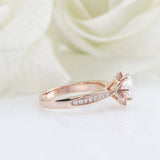 2ct Round Cut Diamond Floral Star Solitaire with Accents Ring 14k Rose Gold Over