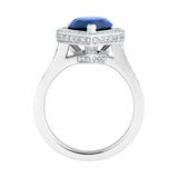 2ct Pear Cut Blue Sapphire Engagement Ring Halo 14k White Gold Over Round Accent