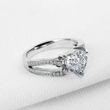 2.2ct Heart Cut Diamond Accent Split Shank Engagement Ring 14k White Gold Finish