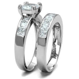 4Ct Princess Cut VVS1/D Diamond Bridal Set Engagement Ring 18K White Gold Finish