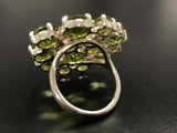 4.9ct Engagement Ring Round Cut Green Peridot Cluster 14k White Gold Finish