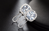 2.5ct Cushion Cut Diamond Halo French Back Stud Earrings 14k White Gold Finish