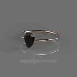 0.75ct Pear Cut Black Diamond Engagement Ring Solitaire Women 14k Rose Gold Over