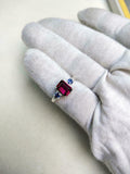 2ct Engagement Ring Emerald Cut Pink Ruby Three Stone 14k White Gold Finish