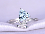 1.2ct Trillion Blue Aquamarine Dragonfly Gift Engagement Ring 14k WhiteGold Over