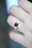 1.2ct Cushion Cut Pink Ruby Engagement Ring Trilogy Solitaire 14k WhiteGold Over