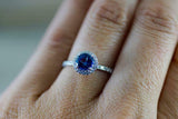 2ct Round Cut Blue Tanzanite Engagement Ring Diamond Halo 14k White Gold Finish