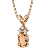 1Ct Oval Cut Peach Morganite Diamond Style Pendant 14K Rose Gold Finish NO CHAIN